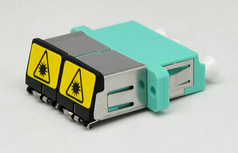 Fiber Optic Multimode LC Quad Adapter With Laser Free Metal Outer Shutter