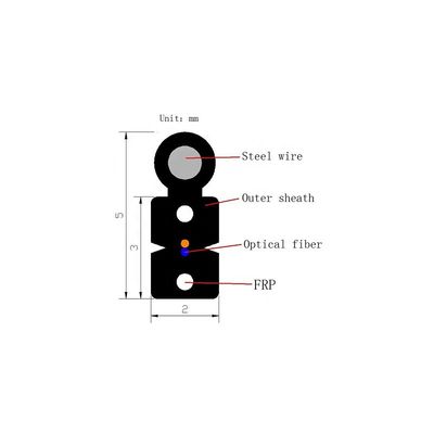 Outdoor 2 Core FTTH Fiber Optic Drop Cable with FRP Strength Member