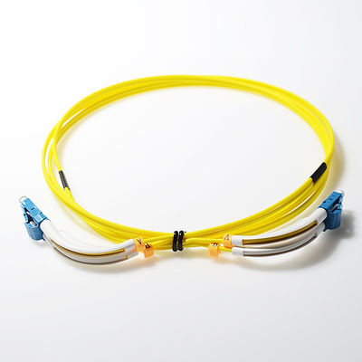 Duplex SC UPC multimode Fiber Patch Cord Yellow Color 90 Degree Angle Boot