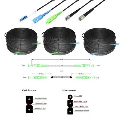 Jumper Outdoor FTTH Drop Cable , G657A Fiber Optical Patch Cord
