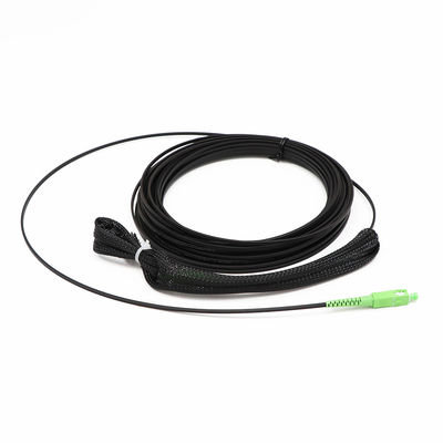 Black Fiber Cable Assembly , SC APC Patch Cord 1 Core One End With Pulling Eye