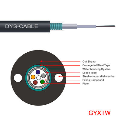 2 / 4 / 6 / 8 / 12 / 16 / 24 Core Single Mode Outdoor Armoured G657A GYXTW Fiber Optical Cable