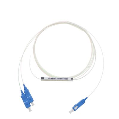 FTTH Fiber Optic PLC Splitter 1x2 Micro Steel Tube Type With SC Connector