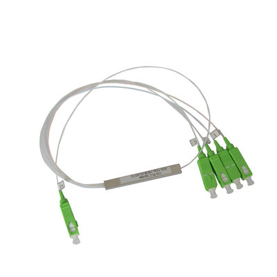 Fiber PLC 1x4 Optical Splitter , SC APC Micro Steel Tube Splitter
