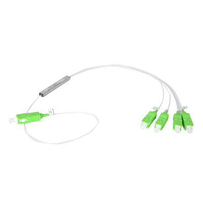 Fiber PLC 1x4 Optical Splitter , SC APC Micro Steel Tube Splitter