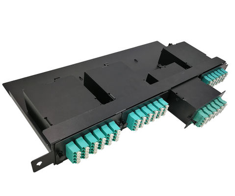 144 Cores 19&quot; 1U MTP Fiber MPO Patch Panel With 4pcs OM3 MTP-LC Cassettes