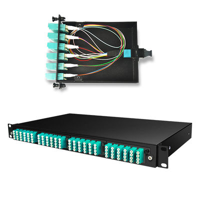 144 Cores 19&quot; 1U MTP Fiber MPO Patch Panel With 4pcs OM3 MTP-LC Cassettes