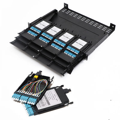 الألياف البصرية MPO Patch Panel HD 1U 2U 4U مع 72 منفذ 64 منفذ 48 منفذ