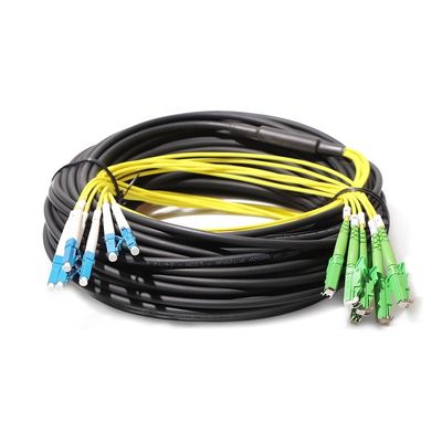 Outdoor Pre Terminated Fiber Optic Cable LC E2000 APC With Pulling Sock