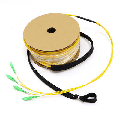 Outdoor Pre Terminated Fiber Optic Cable LC E2000 APC With Pulling Sock