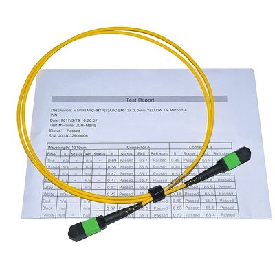 12 kern 24 het Koord van het de Kabelflard van de Kernvezel, het Flardkabel Om3 Om4 van Mtp Mpo voor Qsfp