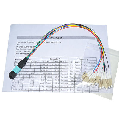 8 Core Colorful Fiber Cable Assembly MPO To LC FC ST SC 0.9mm UPC Breakout