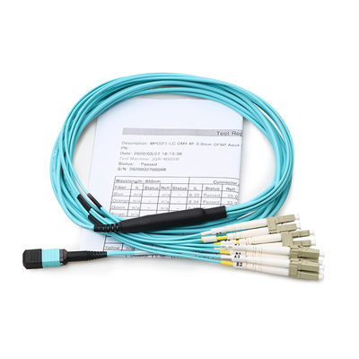 Customized MPO LC Breakout Cable Fanout 8 Core For Data Center