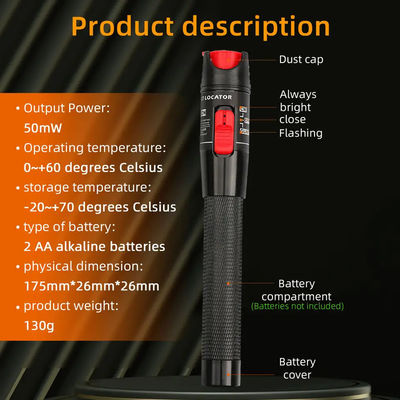 Customized 650nm Fiber Cable Accessories , Pen Type Visual Fault Locator 30mw