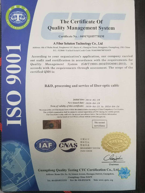 China A Fiber Solution Technology Co., Ltd certification
